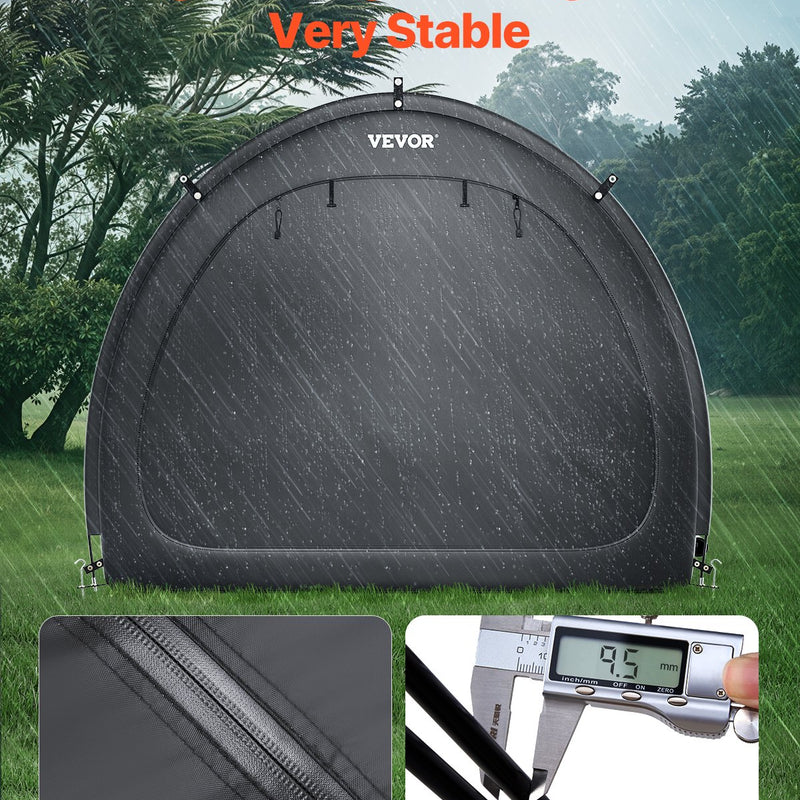 VEVOR āra velosipēdu uzglabāšanas telts, ventilatora formas divdurvju velosipēda nojume 4–5 velosipēdiem