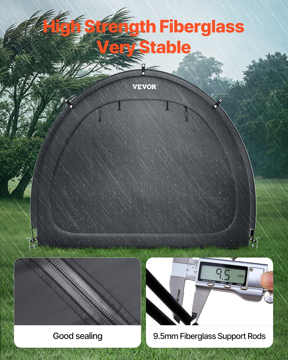 VEVOR āra velosipēdu uzglabāšanas telts, ventilatora formas divdurvju velosipēda nojume 4–5 velosipēdiem