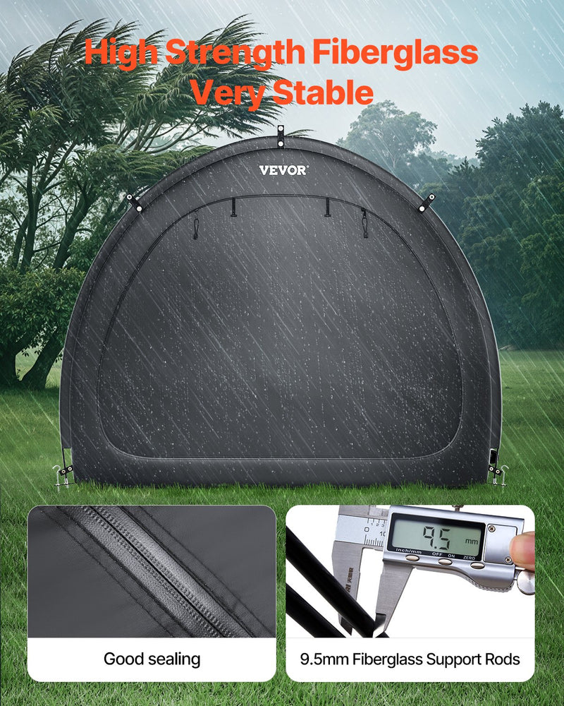VEVOR āra velosipēdu uzglabāšanas telts, ventilatora formas divdurvju velosipēda nojume 4–5 velosipēdiem