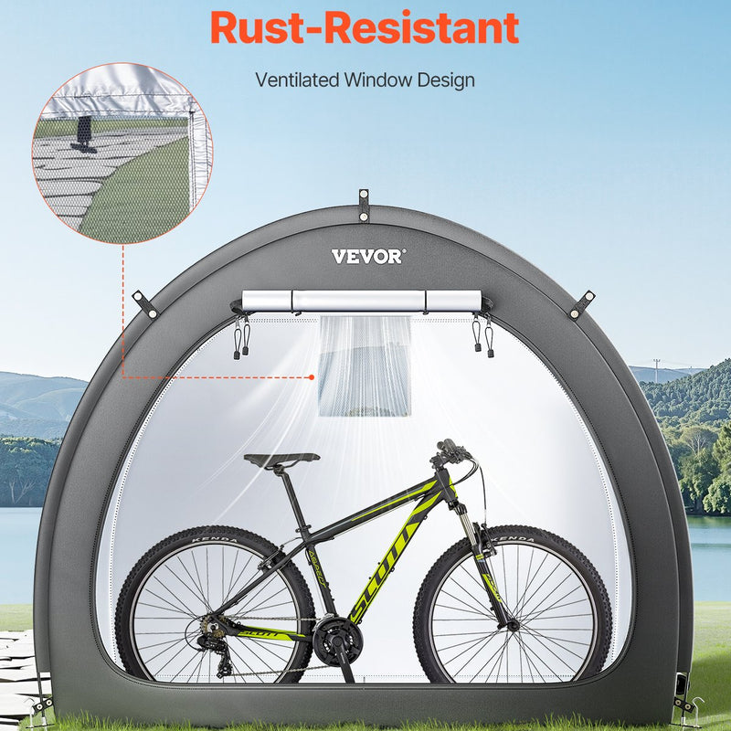 VEVOR āra velosipēdu uzglabāšanas telts, ventilatora formas divdurvju velosipēda nojume 4–5 velosipēdiem