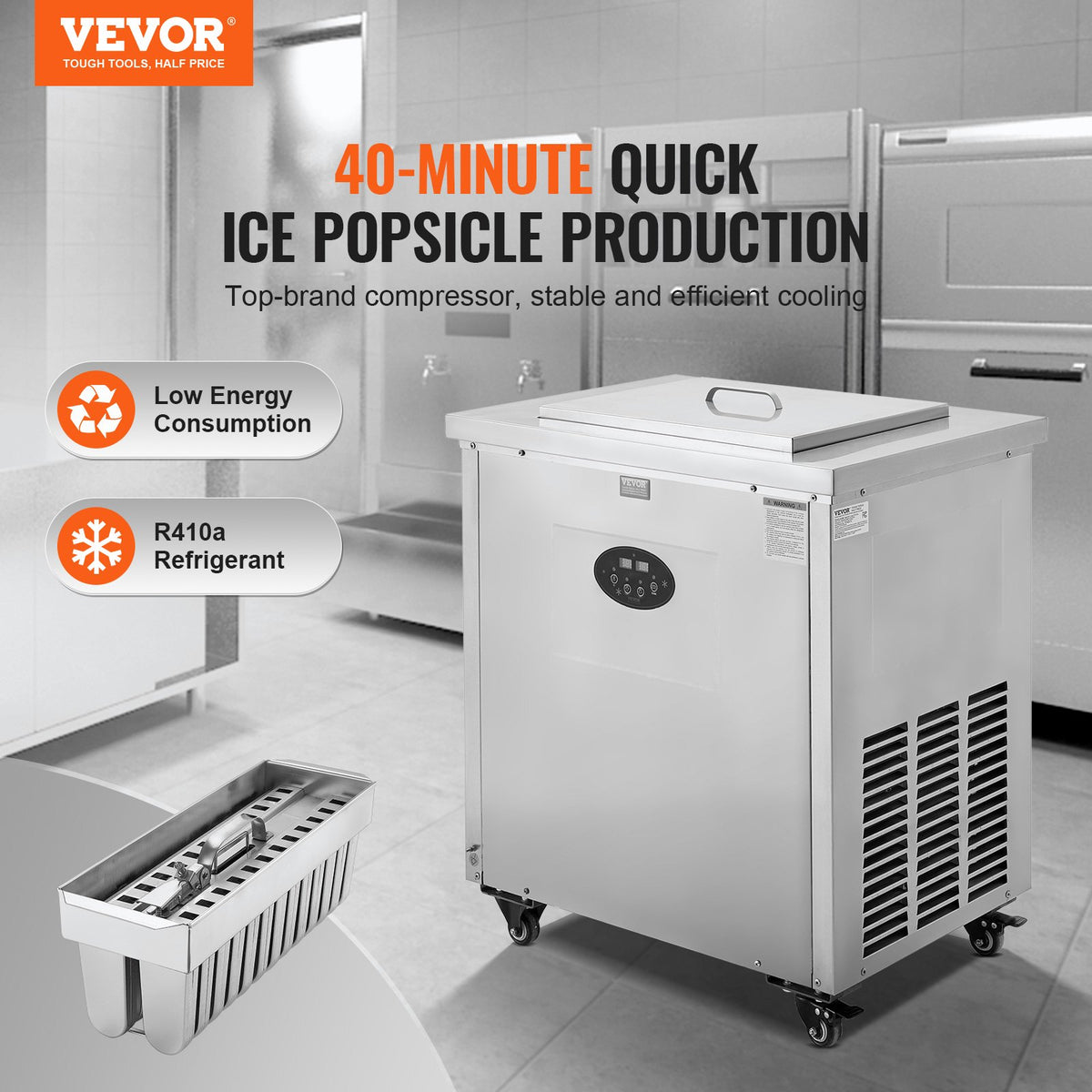 VEVOR Commercial Ice Lolly Machine with 2 Moulds, 52 Pieces per Cycle, up to 1872 Pieces per Day