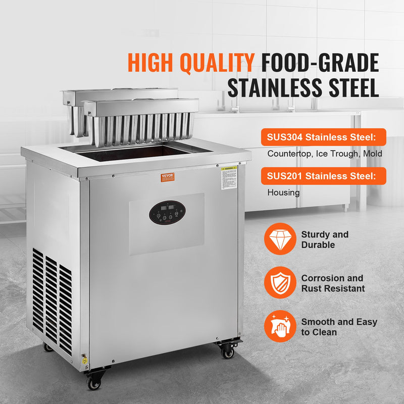 VEVOR Komerciālā saldējuma kociņu iekārta ar 2 veidnēm, 52 gab., līdz 1872 gab./dienā