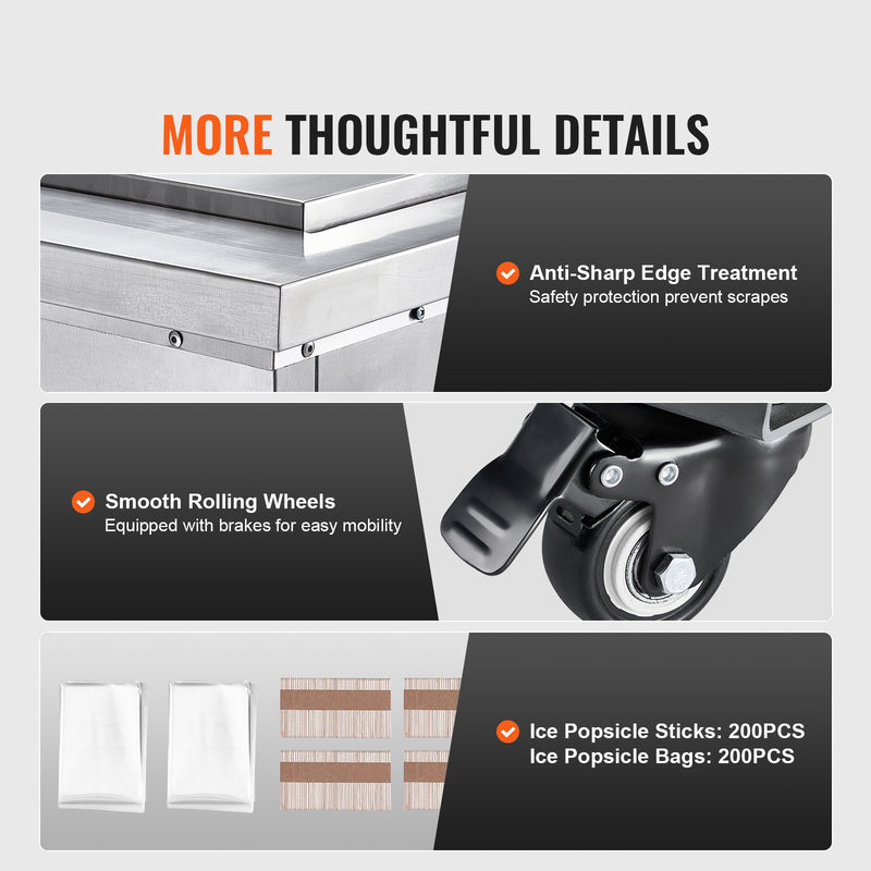 VEVOR Komerciālā saldējuma kociņu iekārta ar 2 veidnēm, 52 gab., līdz 1872 gab./dienā