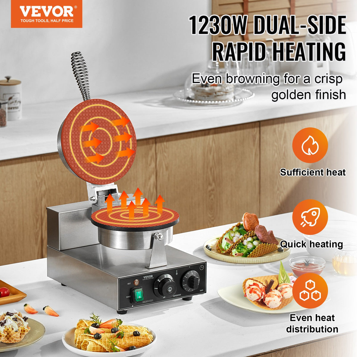 VEVOR Electric Ice Cream Cone Maker 1230 W