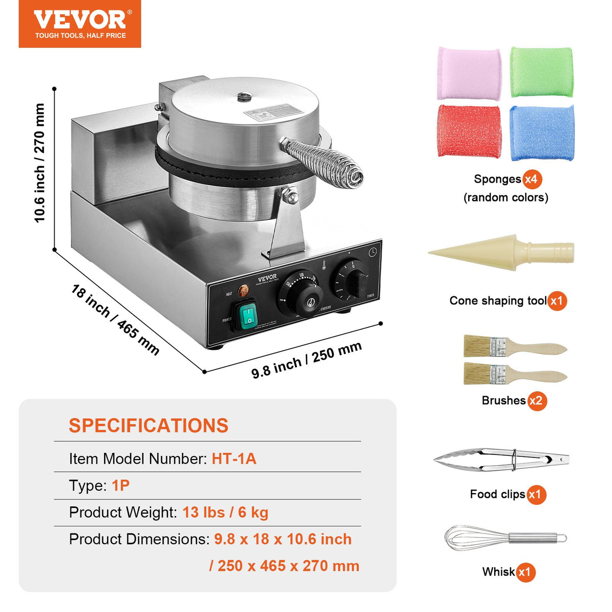 VEVOR Electric Ice Cream Cone Maker 1230 W