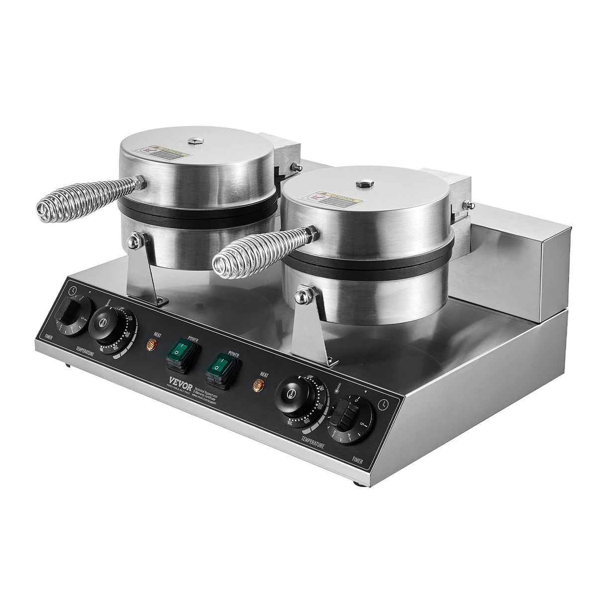 VEVOR Commercial Waffle Maker with 2 Heads, Round Waffles, 2460 W