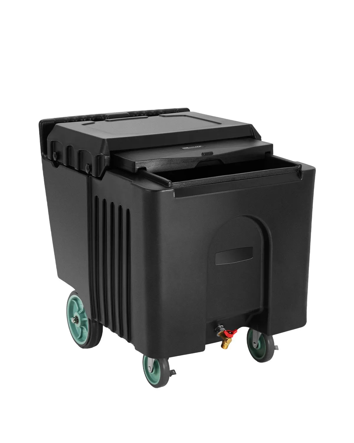 VEVOR Commercial Ice Container 57 kg, Insulated Ice Cart 80 × 58 × 74 cm with 4 Wheels and Sliding Lid