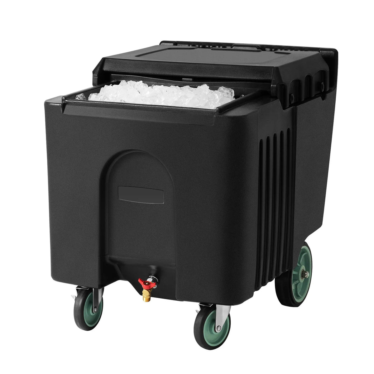 VEVOR Commercial Ice Container 57 kg, Insulated Ice Cart 80 × 58 × 74 cm with 4 Wheels and Sliding Lid