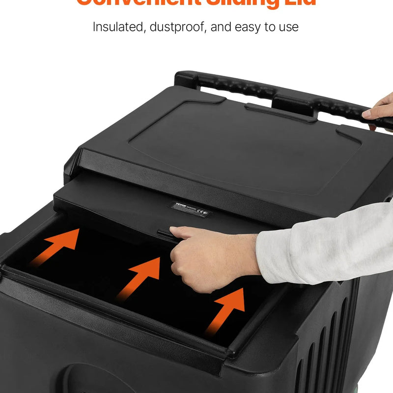 Komerciālais ledus konteiners 57 kg, pārnēsājams ledus ratiņš ar izolāciju, 80 x 58 x 74 cm, ar 4 riteņiem un bīdāmu vāku, piemērots ēdināšanai, virtuvēm, bāriem un restorāniem