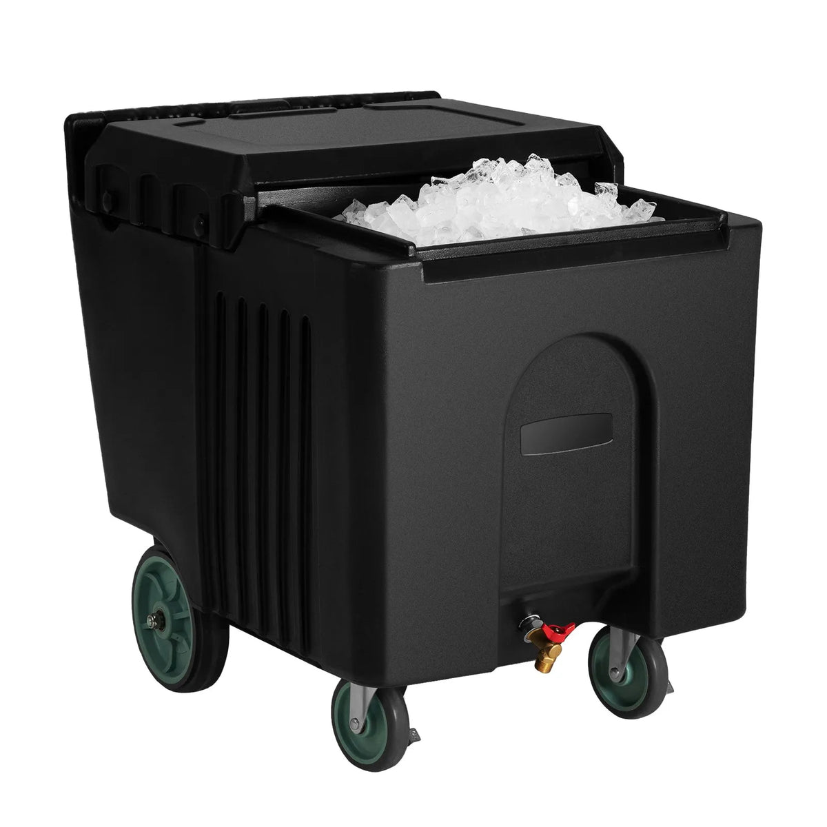 VEVOR Commercial Ice Container 57 kg, Insulated Ice Cart 80 × 58 × 74 cm with 4 Wheels and Sliding Lid