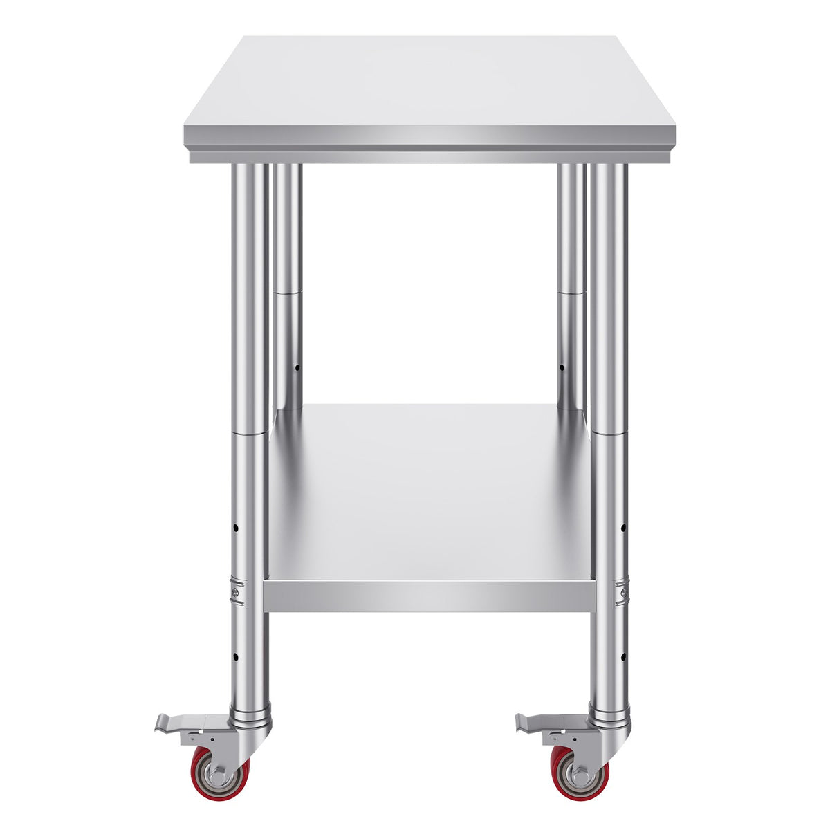 VEVOR Stainless Steel Work Table 91 × 61 cm with 4 Wheels and Adjustable Shelf, Commercial Kitchen