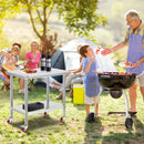 VEVOR nerūsējošā tērauda ēdināšanas galds, 91 x 61 cm, komerciāls darba galds ar 4 riteņiem un regulējamu plauktu, piemērots pārtikas sagatavošanai.