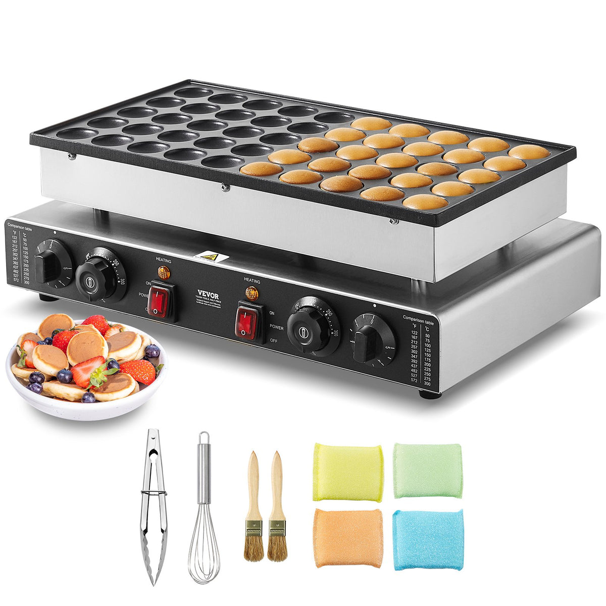 VEVOR Mini Dutch Pancake Machine 50 Pieces Ø43 mm, 1700 W