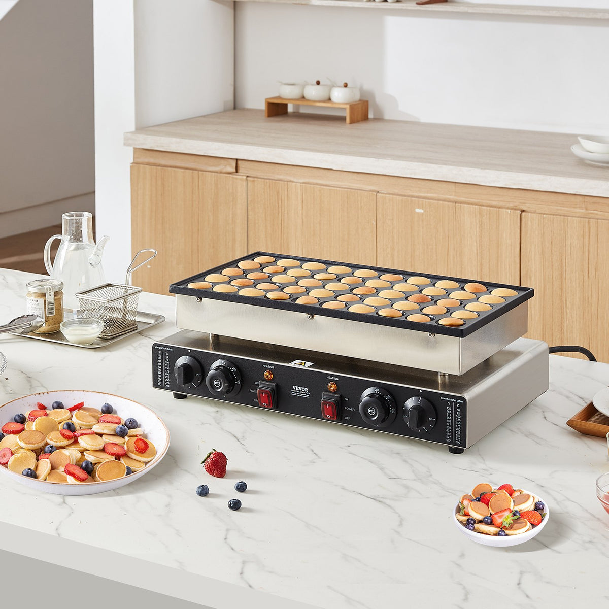 VEVOR Mini Dutch Pancake Machine 50 Pieces Ø43 mm, 1700 W