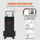 VEVOR 114 litru degvielas kanna ar riteņiem, pārnēsājama degvielas tvertne ar manuālo sūkni, piemērota benzīnam un dīzeļdegvielai automašīnām, zāles pļāvējiem, kvadricikliem, laivām, un citam, melna