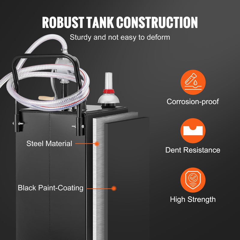VEVOR 114 litru degvielas kanna ar riteņiem, pārnēsājama degvielas tvertne ar manuālo sūkni, piemērota benzīnam un dīzeļdegvielai automašīnām, zāles pļāvējiem, kvadricikliem, laivām, un citam, melna