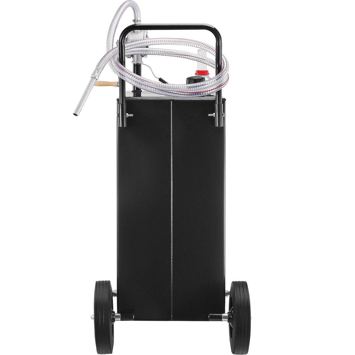 VEVOR 114 litru degvielas tvertne ar 4 riteņiem un manuālo sūkni - pārnēsājams benzīna un dīzeļdegvielas konteiners automašīnām, zāles pļāvējiem, ATV, laivām - melna