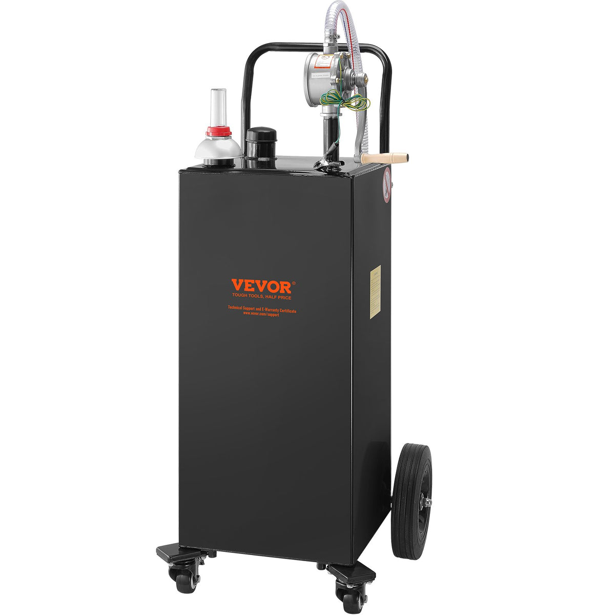 VEVOR Fuel Can with Manual Transfer Pump, 132.5 Litres, Black, with 4 Wheels