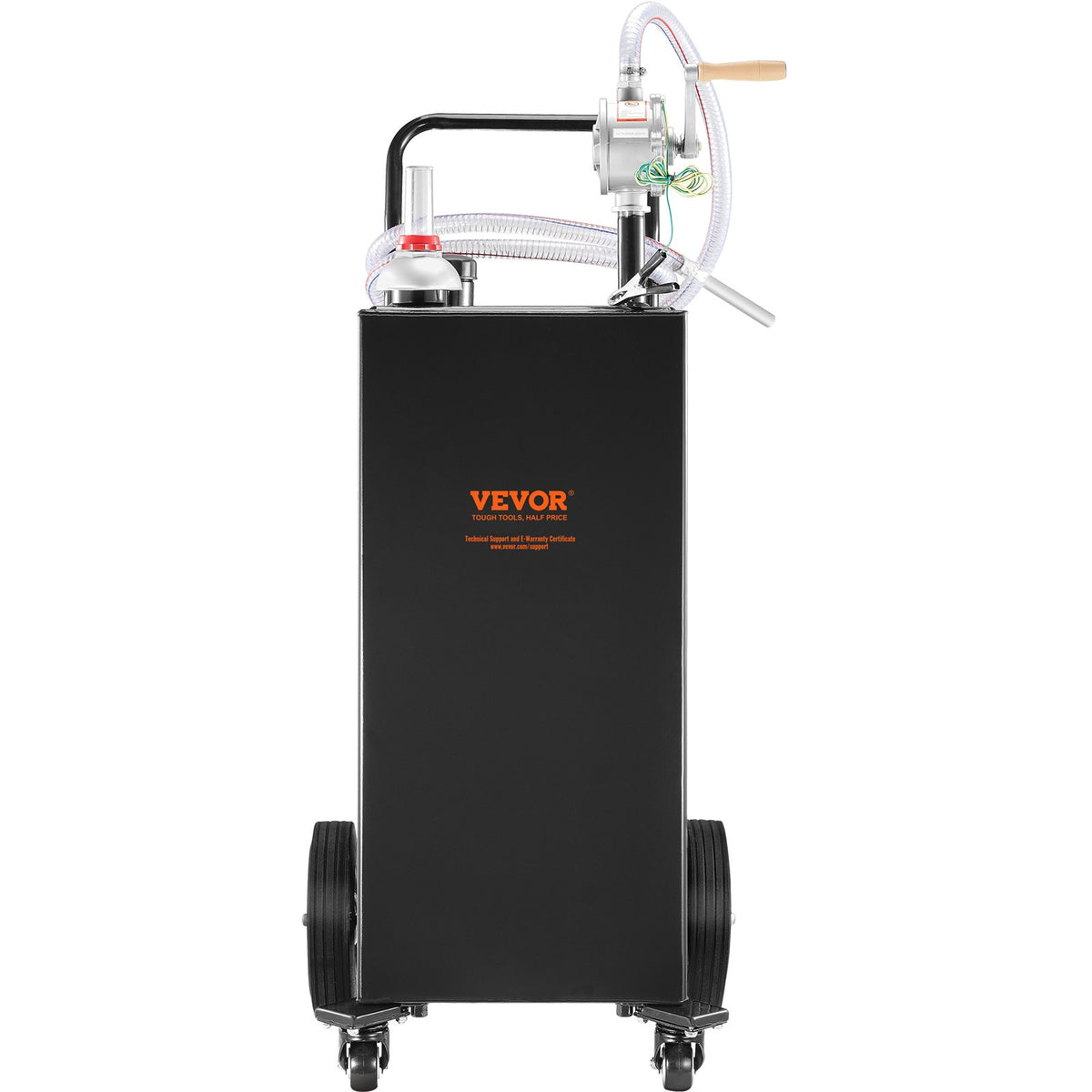 VEVOR Fuel Can with Manual Transfer Pump, 132.5 Litres, Black, with 4 Wheels