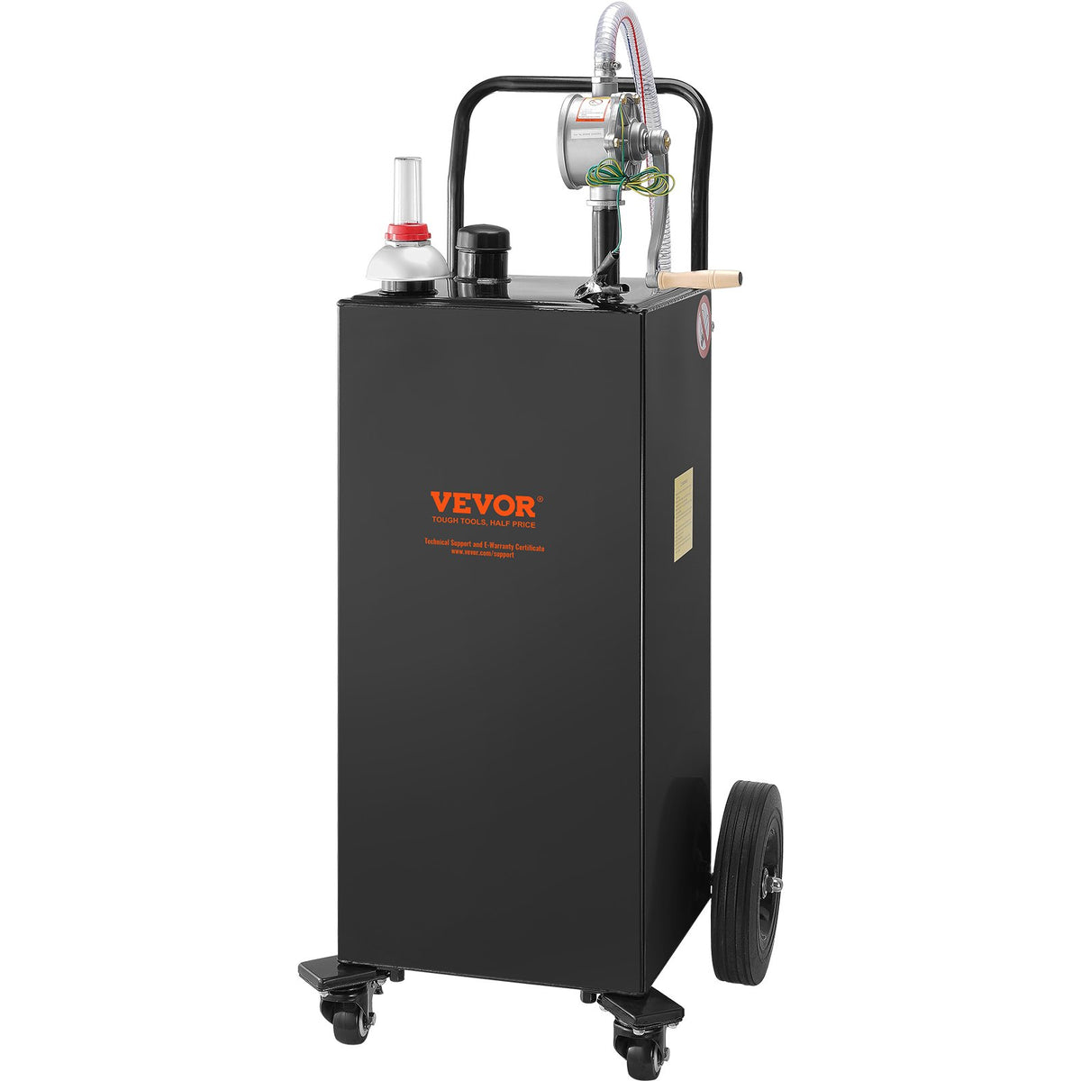 VEVOR Fuel Can with Manual Transfer Pump, 132.5 Litres, Black, with 4 Wheels