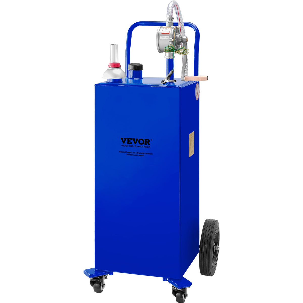 VEVOR 114 Litre Fuel Tank with 4 Wheels and Manual Pump – Suitable for Petrol and Diesel for Cars, Lawnmowers, ATVs, Boats and More – Blue
