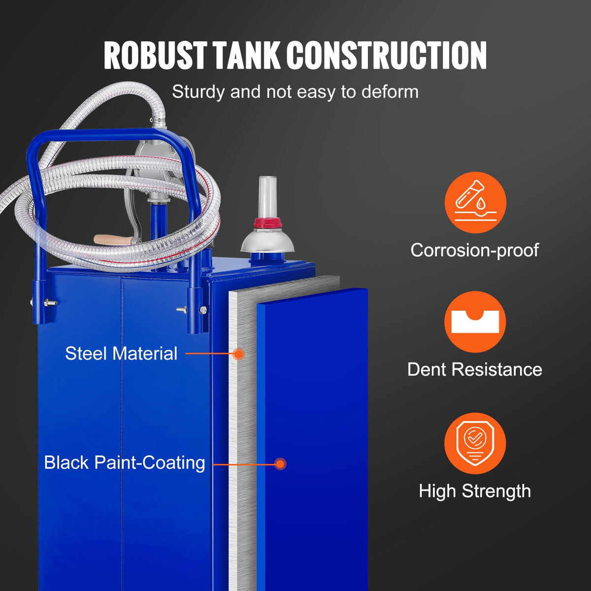 VEVOR 114 Litre Fuel Tank with 4 Wheels and Manual Pump – Suitable for Petrol and Diesel for Cars, Lawnmowers, ATVs, Boats and More – Blue
