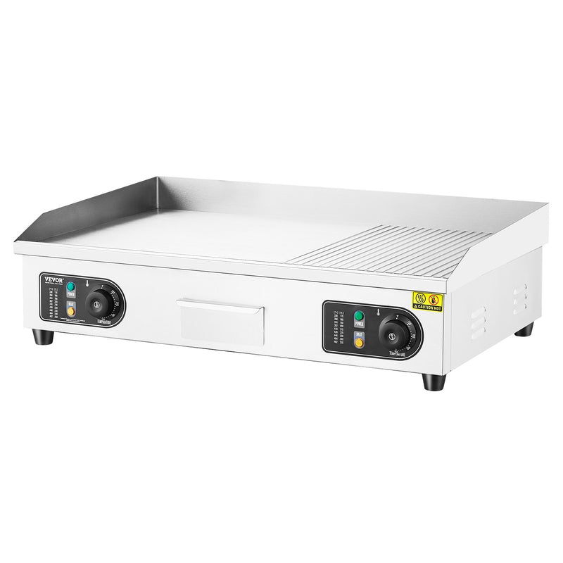 VEVOR komerciālais elektriskais grils 4400 W, galda virsmas, pusplakanais grils, 50 °C–300 °C