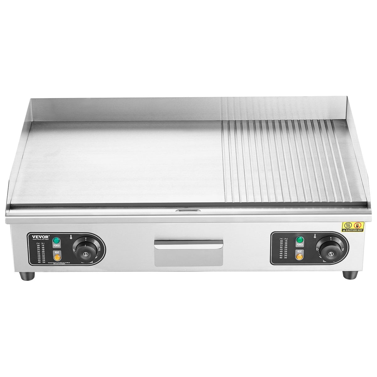 VEVOR komerciālais elektriskais grils 4400 W, pusrievota virsma, 50–300 °C, galda