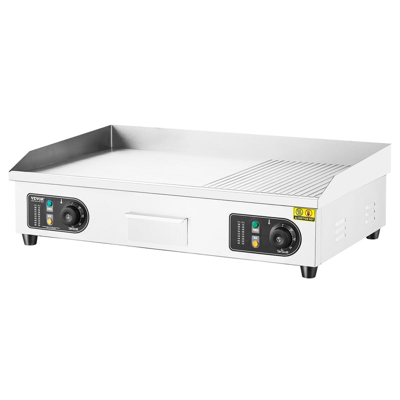 VEVOR komerciālais elektriskais grils 4400 W, galda virsmas, pusplakanais grils, 50 °C–300 °C
