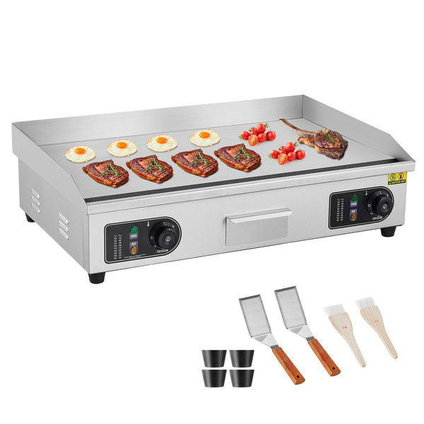 VEVOR komerciālā elektriskā grils 4400 W, galda virsmas, plakana virsma, 50 °C–300 °C
