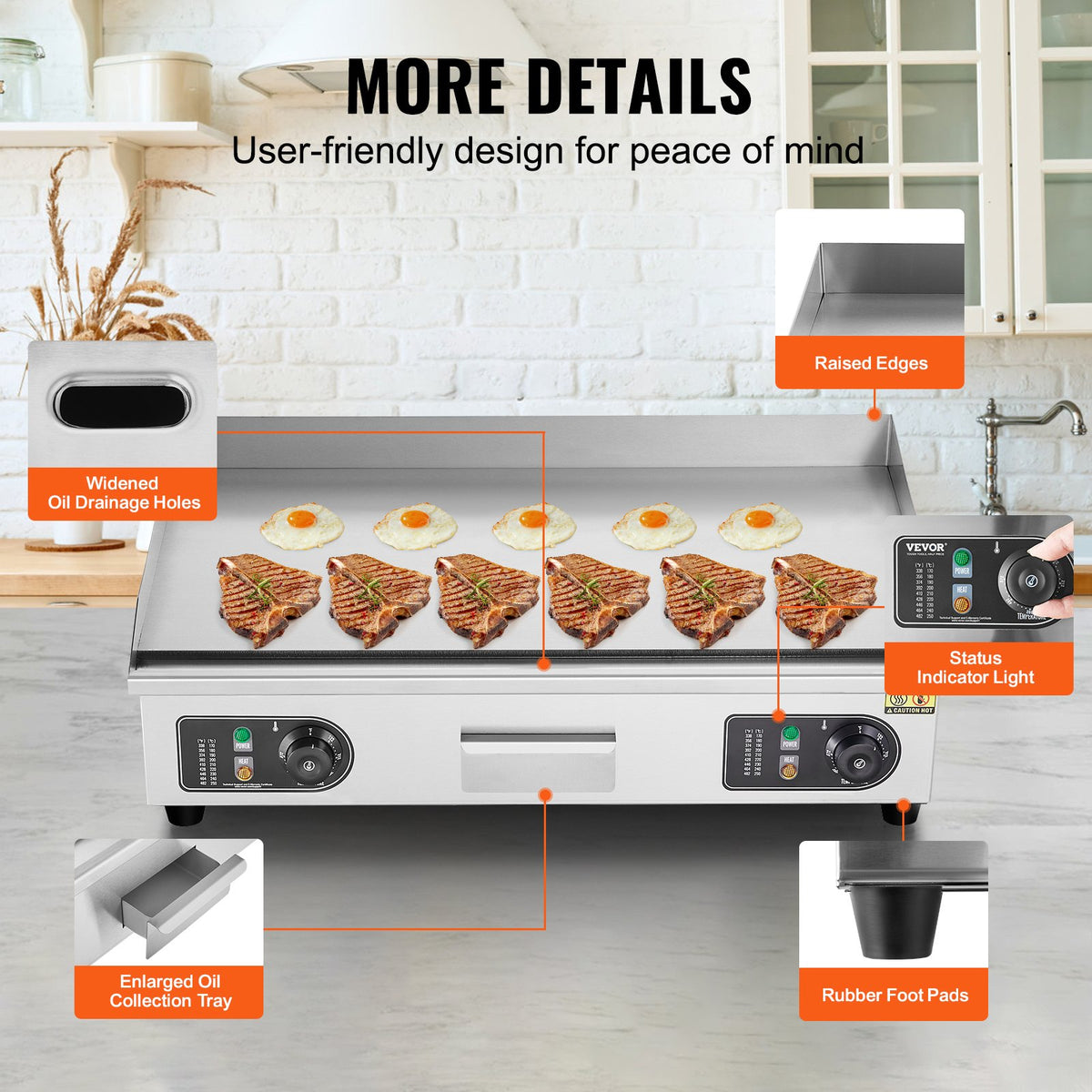 VEVOR kommertsgrill 4400 W, sile plaat, 50–300 °C, lauamudel