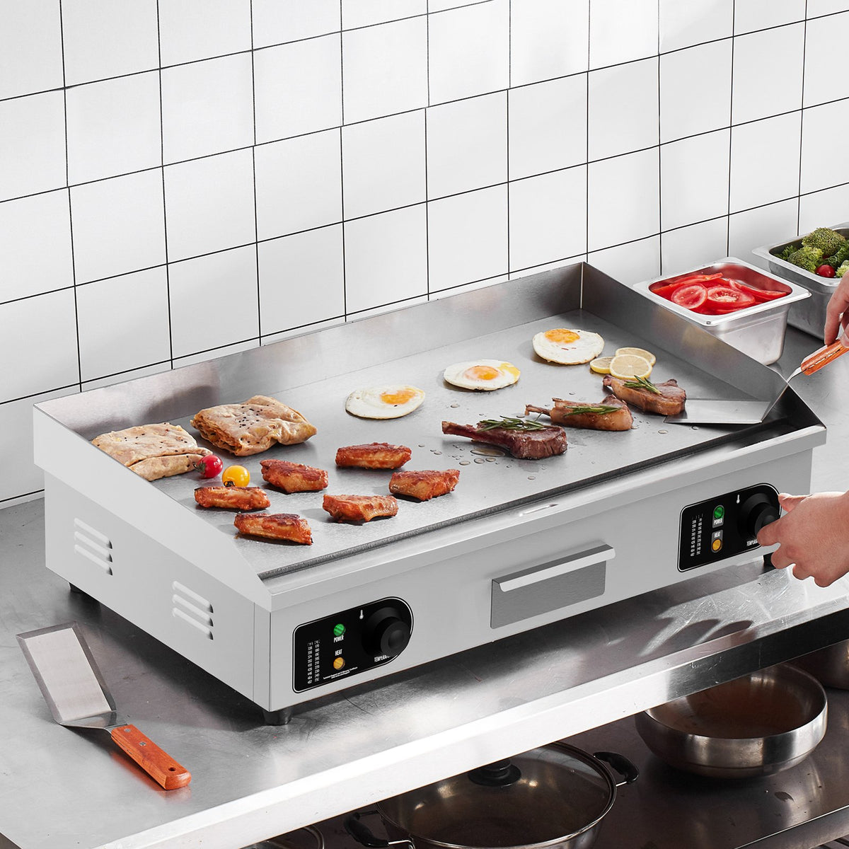 VEVOR kommertsgrill 4400 W, sile plaat, 50–300 °C, lauamudel