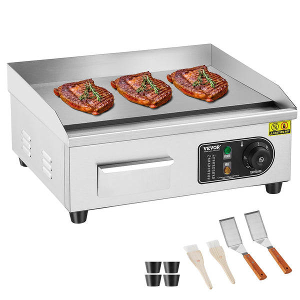 VEVOR komerciālā elektriskā grils 2800 W, galda virsmas, plakana virsma, 50 °C–300 °C
