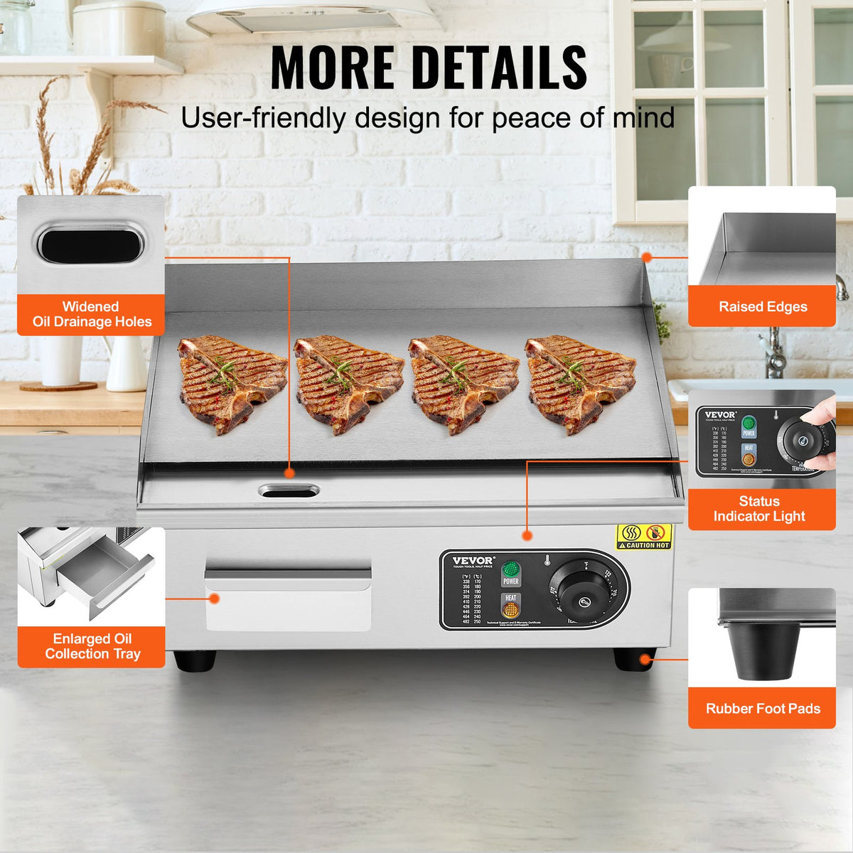 VEVOR kommertsgrill 2800 W, sile plaat, 50–300 °C, lauamudel