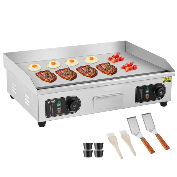 VEVOR komerciālā elektriskā grils 4000 W, galda virsmas, plakana virsma, 50 °C–300 °C