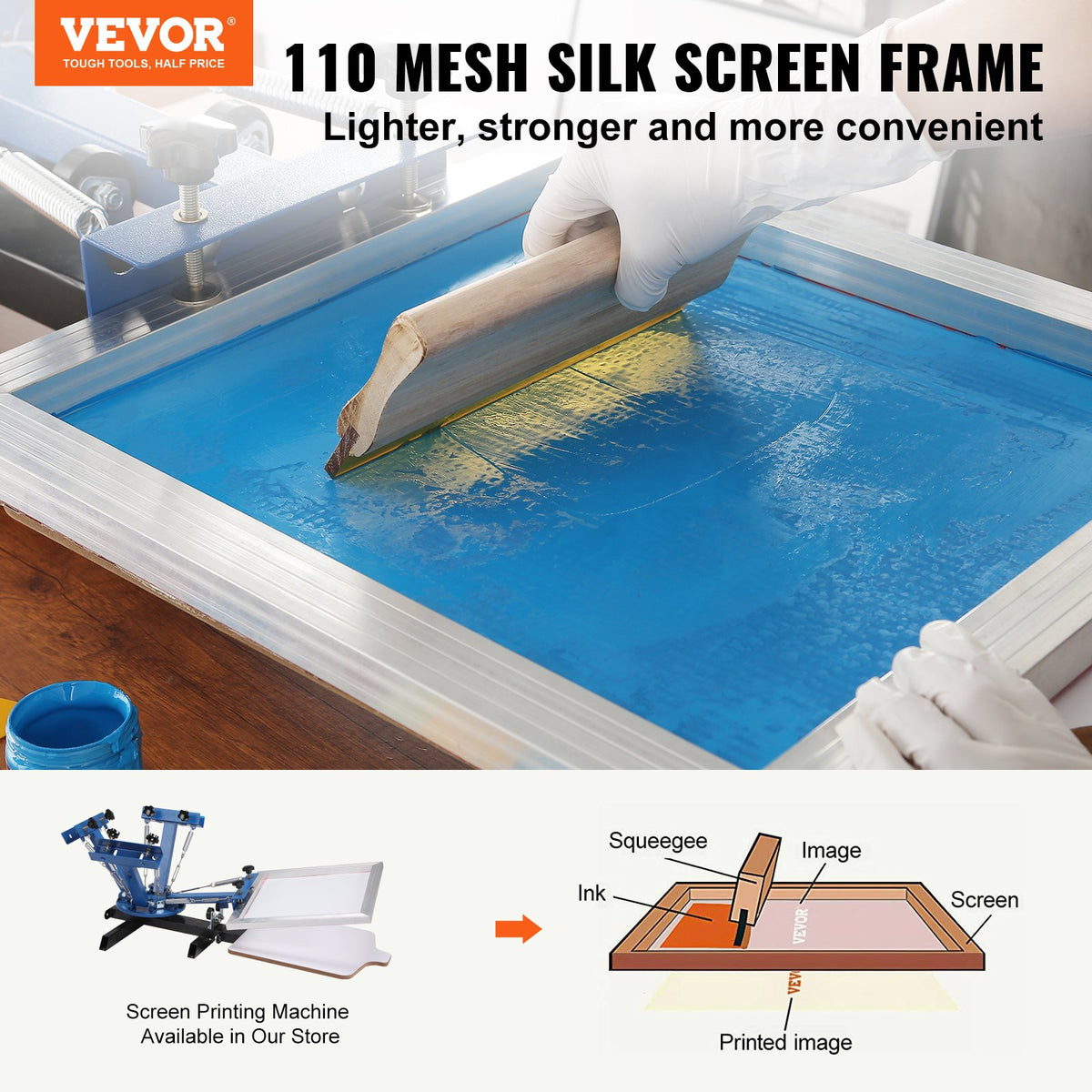 VEVOR siiditrükiraamide komplekt 25 × 35 cm, 110 võrk, 6 tk