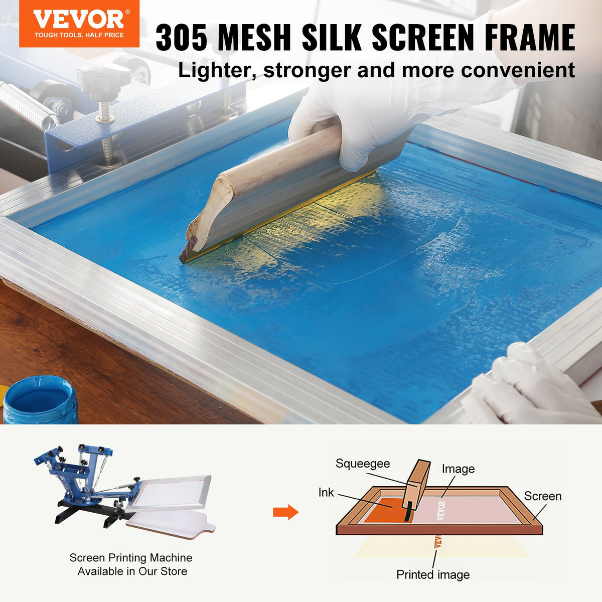 VEVOR siiditrükiraamide komplekt 50,8 × 61 cm, 305 võrk, 6 tk