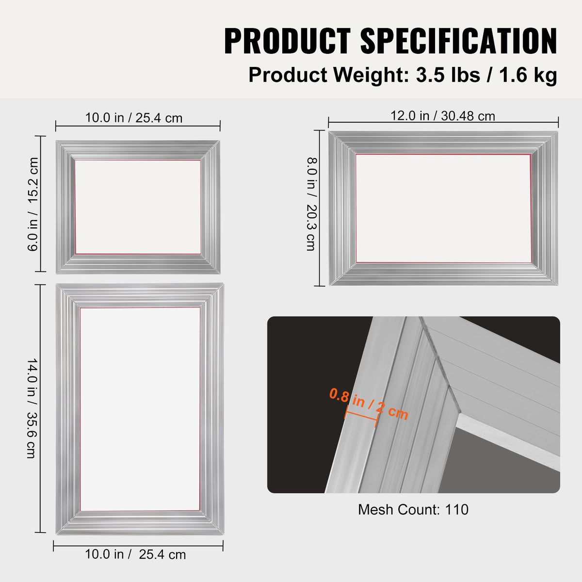 VEVOR Screen Printing Kit with 3 Aluminium Frames, 110 Mesh, Squeegees, Glitter and Films, for T-Shirt Printing