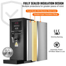 VEVOR komerciālais ūdens boilers 1500 W ar 316 nerūsējošā tērauda sildelementu un 50 l/h jaudu karstā ūdens padevei kafijai, tējai un birojam - ZEMLETES.LV