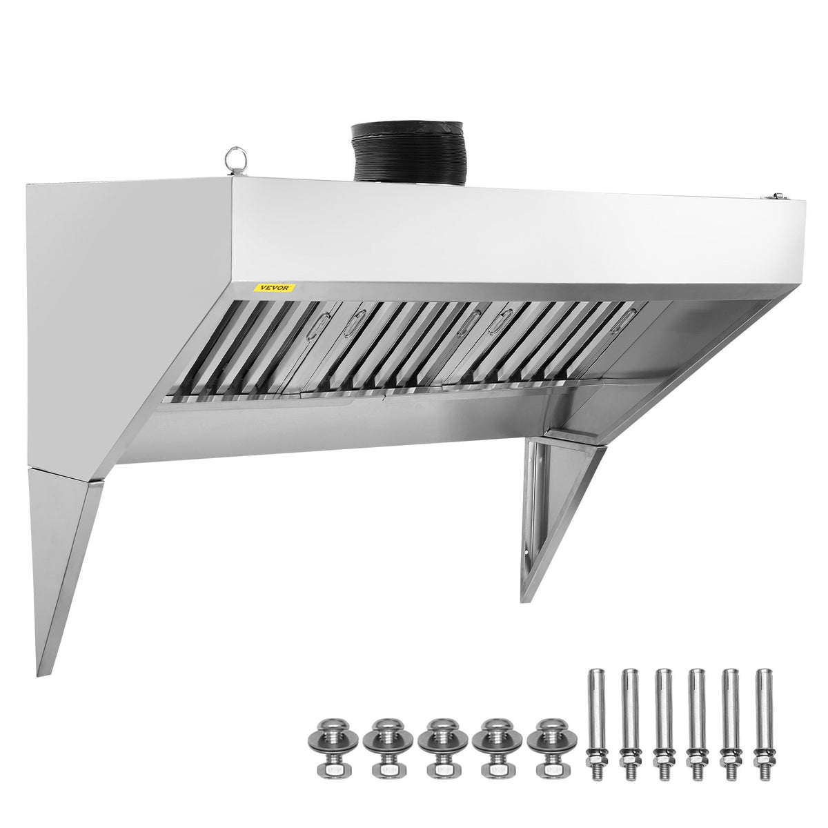 VEVOR Commercial Range Hood 2.13 m with 3 Removable Grease Filters, 201 Stainless Steel