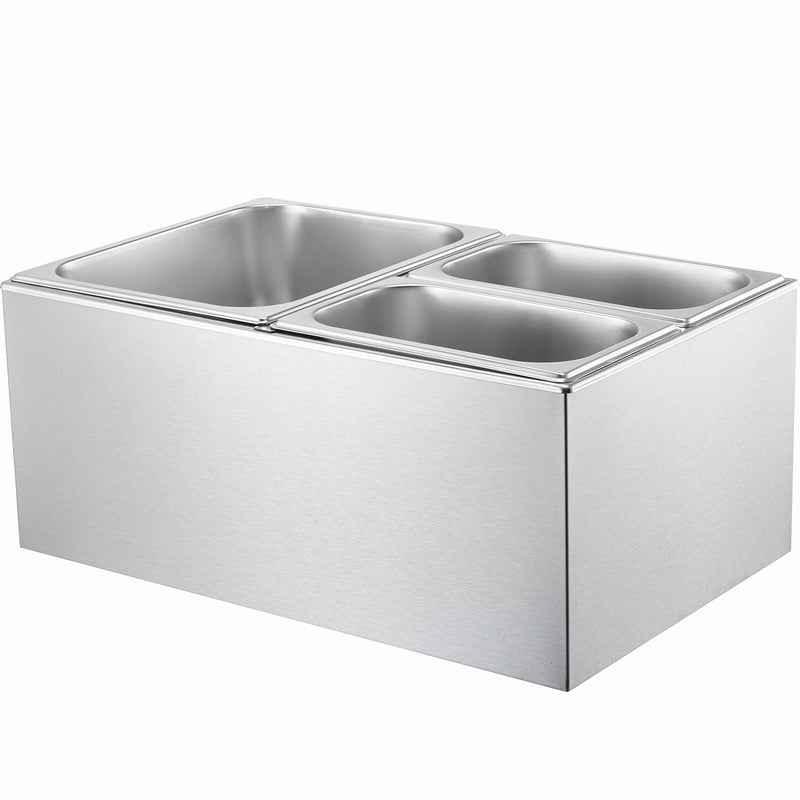 VEVOR Komerciālais Elektriskais Ēdienu Sildītājs – 3 Pannu Bufetes Sildītājs, 16L sildtrauks ar ūdens peldi