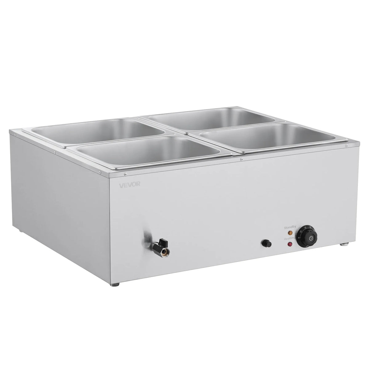 VEVOR Bain Marie Warmer 1500 W with 4 GN Containers and Lid, Stainless Steel