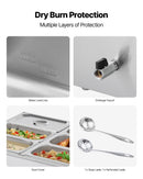 Pārtikas sildītājs, 1500 W nerūsējošais tērauds, ar vāku un 6 traukiem