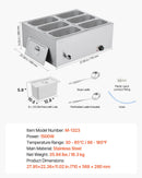 Pārtikas sildītājs, 1500 W nerūsējošais tērauds, ar vāku un 6 traukiem