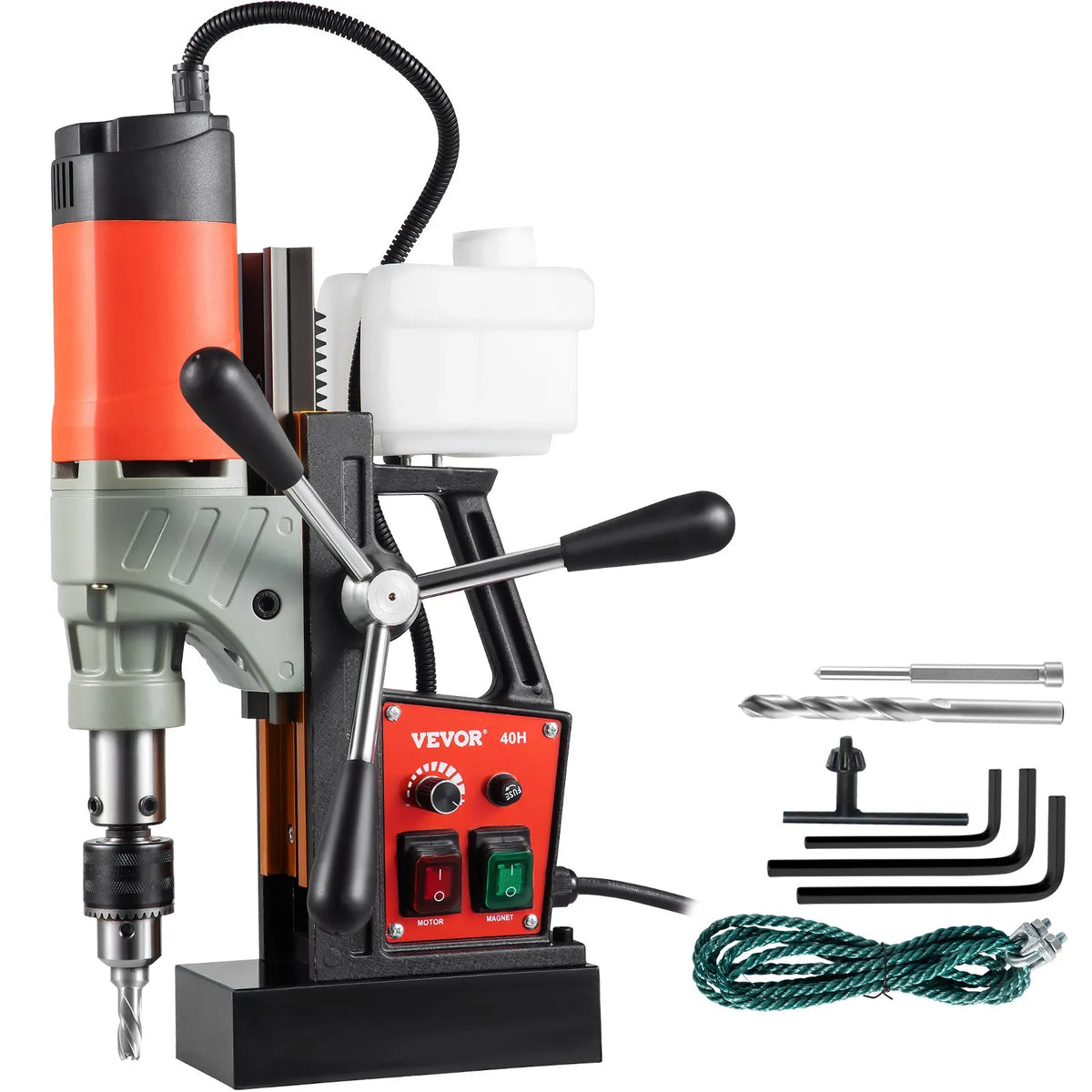 VEVOR Magnetic Drill Press, 1200 W, Ø40 mm Drilling Diameter, 13000 N Magnetic Holding Force, Portable Electric Drill with Variable Speed, 580 RPM, Suitable for Any Metal Surface and Home Improvement Work, CE Certified