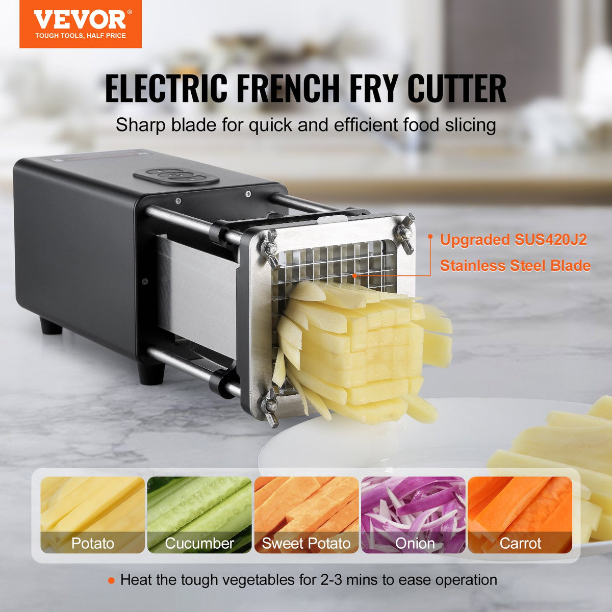VEVOR Electric French Fries Cutter, Stainless Steel