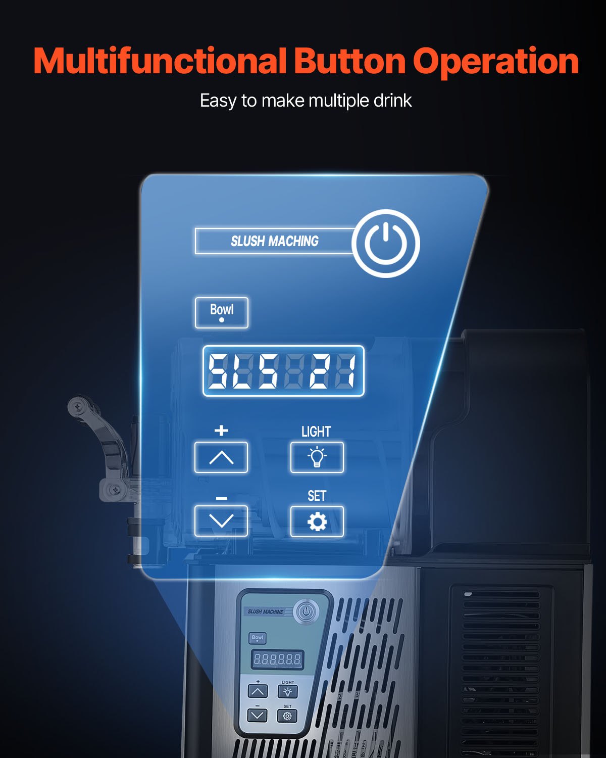 VEVOR Commercial Slush Machine 3 L, for Margaritas, Smoothies and Frozen Drinks