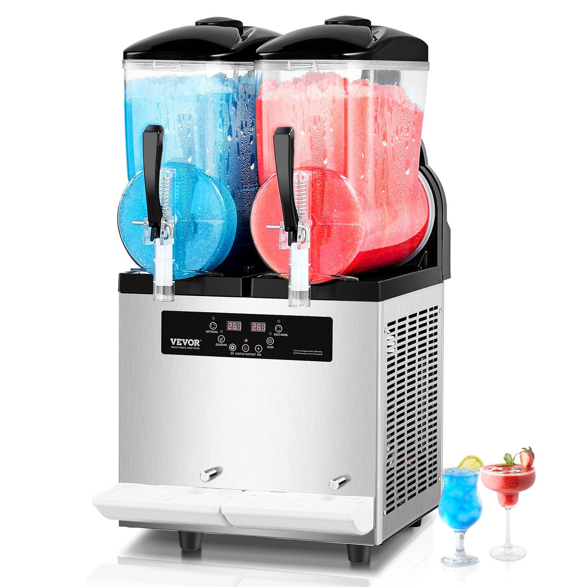 VEVOR Commercial Granite Machine 2 × 12 l, for Margaritas, Smoothies and Frozen Drinks