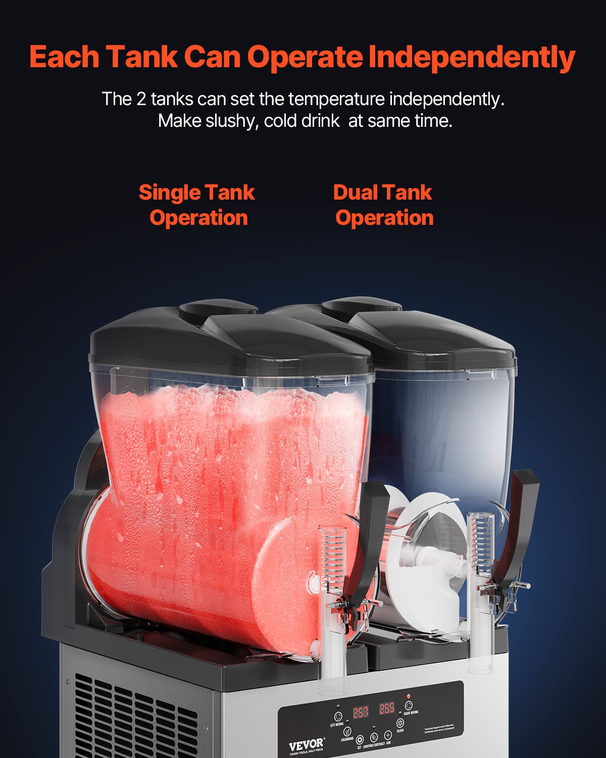 VEVOR Commercial Granite Machine 2 × 12 l, for Margaritas, Smoothies and Frozen Drinks