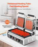 Komerciālais panini grils, 3600 W elektriskā sviestmaižu prese, nerūsējošais tērauds, temperatūras regulēšana, 48 × 23 cm gluda emaljas plat